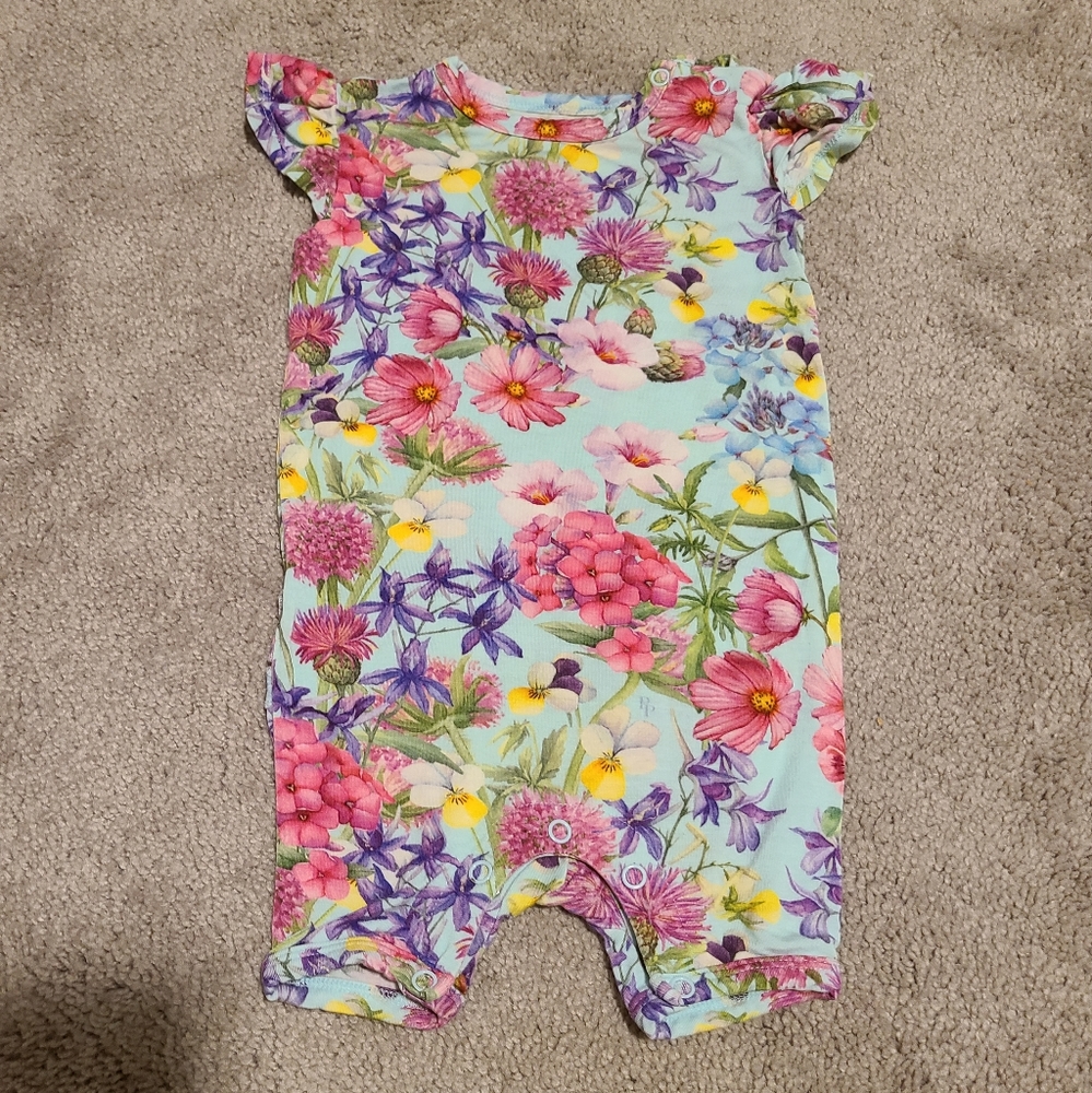 Posh Peanut Bamboo Short Ruffled Romper 6-9 months